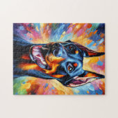 Doberman Pinscher Dog Portrait Akrylic Art Print Puzzle (Horizontal)