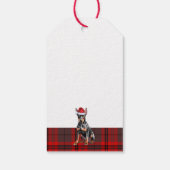 Doberman Pinscher Dog Red Plaid Christmas Geschenkanhänger (Rückseite)