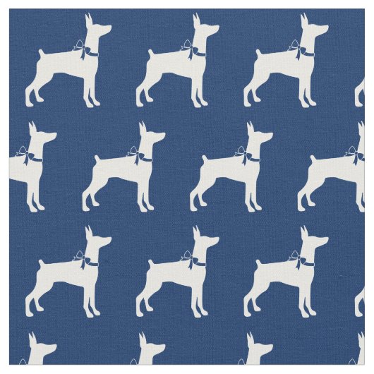 Doberman Pinscher Dog Silhouette Dobermann Navy Bl Stoff (Nahaufnahme)
