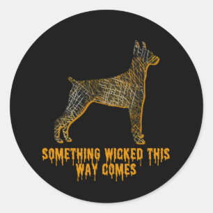 Doberman Pinscher Dog Silhouette Fun Halloween Runder Aufkleber
