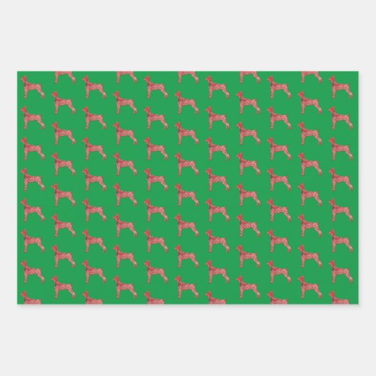 Doberman Pinscher Dog Silhouette Grn Merry Woofmas Geschenkpapier Set (Vorderseite 3)