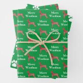 Doberman Pinscher Dog Silhouette Grn Merry Woofmas Geschenkpapier Set (Beispiel)