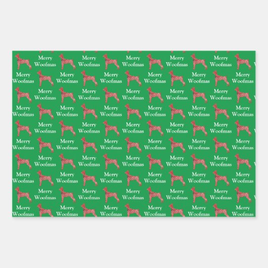 Doberman Pinscher Dog Silhouette Grn Merry Woofmas Geschenkpapier Set (Vorderseite)