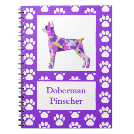 Doberman Pinscher Dog Silhouette Lila PY&B Notizblock