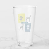 Doberman Pinscher Dog Silhouette & Paw Y&B Grid Glas (Rückseite)