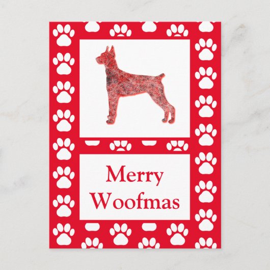 Doberman Pinscher Dog Silhouette R Frohe Weihnacht Postkarte (Vorderseite)