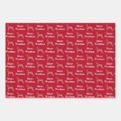 Doberman Pinscher Dog Silhouette Red Merry Woofmas Geschenkpapier Set (Vorderseite)