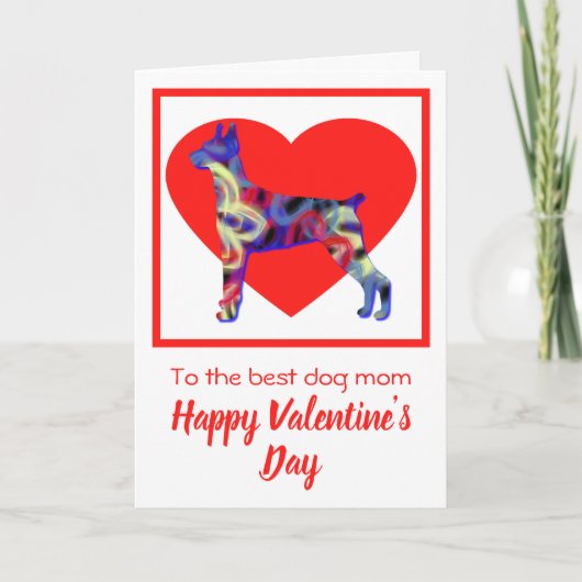 Doberman Pinscher Dog Silhouette Valentinstag Dankeskarte (Vorderseite)