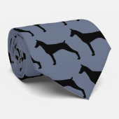 Doberman Pinscher Dog Silhouetten Blau und Schwarz Krawatte (Gerollt)