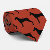 Doberman Pinscher Dog Silhouetten Rot und Schwarz Krawatte (Gerollt)