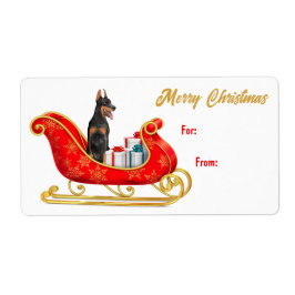 Doberman Pinscher Dog Sleigh Gift Tag