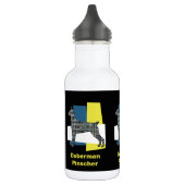 Doberman Pinscher Dog Yellow & Blue Grid Edelstahlflasche (Links)