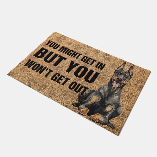 Doberman Pinscher Doormat , Cooler Hund Fußmatte (Schrägansicht)