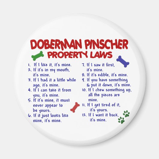 DOBERMAN PINSCHER Eigentumsrecht 2 Magnet (Vorne)