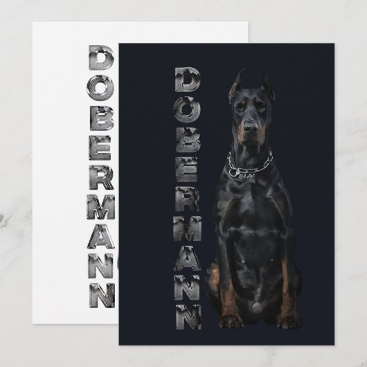 Doberman Pinscher Einladung (Vorne/Hinten)