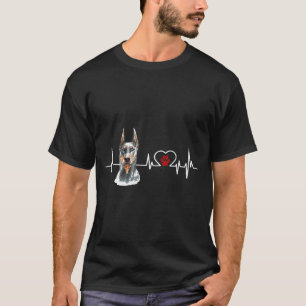 Doberman Pinscher Ekg Heartbeat Heart Line Hund T-Shirt