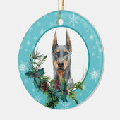 Doberman Pinscher Evergreen Blue Snowflake Keramik Ornament (Links)