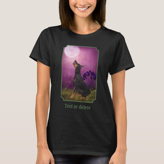 Doberman Pinscher Fantasy Orchids Dog Art T-Shirt (Vorderseite)