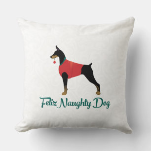 Doberman Pinscher Feliz Naughty Dog Weihnachten Kissen