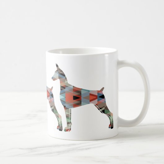 Doberman Pinscher Geometric Black Silhouette Kaffeetasse (Rechts)