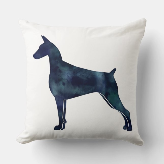 Doberman Pinscher Geometric Black Silhouette Kissen (Vorderseite)