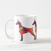 Doberman Pinscher Geometric Patten Silhouette Kaffeetasse (Links)