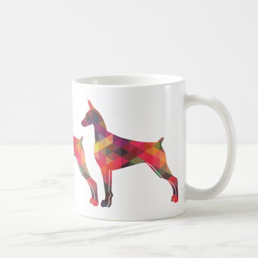 Doberman Pinscher Geometric Patten Silhouette Kaffeetasse (Rechts)