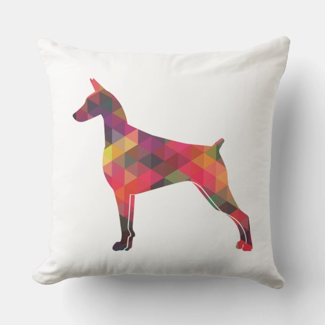 Doberman Pinscher Geometric Patten Silhouette Kissen (Vorderseite)