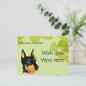 Doberman Pinscher ~ Green Blätter Design Postkarte (Stehend Vorderseite)