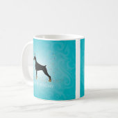 Doberman Pinscher Happy Birthday Design Kaffeetasse (Vorderseite Links)