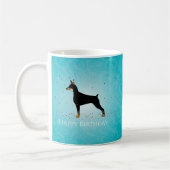 Doberman Pinscher Happy Birthday Design Kaffeetasse (Links)