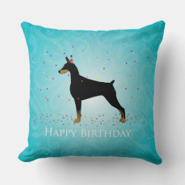 Doberman Pinscher Happy Birthday Design Kissen