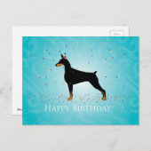 Doberman Pinscher Happy Birthday Design Postkarte (Vorne/Hinten)