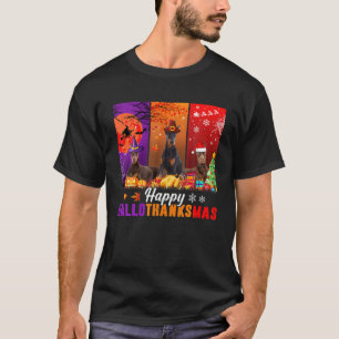 Doberman Pinscher Happy Hallothanksmas Halloween X T-Shirt