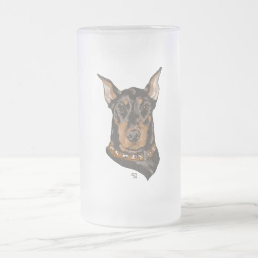 Doberman Pinscher Head Study Mattglas Bierglas (Mittel)