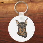 Doberman Pinscher Head Study Schlüsselanhänger (Vorderseite)