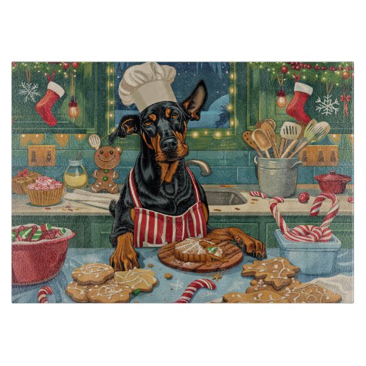 Doberman Pinscher Holiday Baking Feierliche Weihna Schneidebrett (Vorderseite)