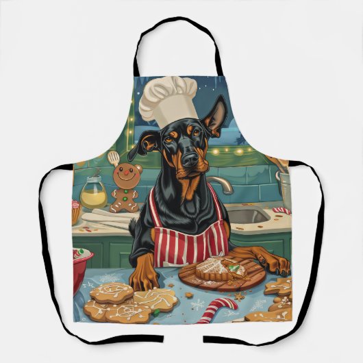 Doberman Pinscher Holiday Baking Feierliche Weihna Schürze (Vorderseite)
