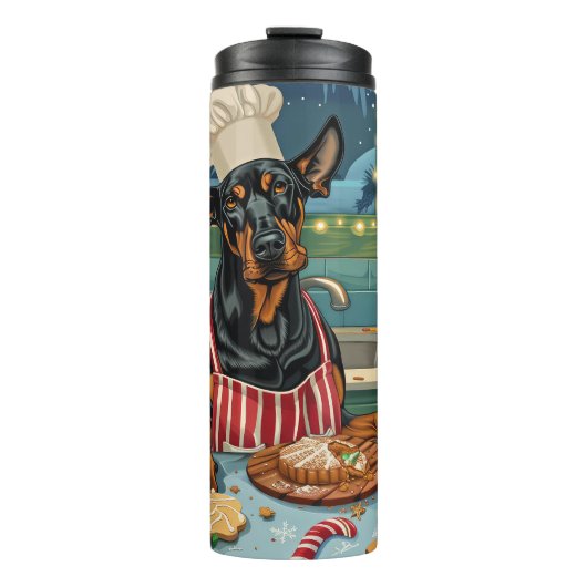 Doberman Pinscher Holiday Baking Feierliche Weihna Thermosbecher (Vorderseite)