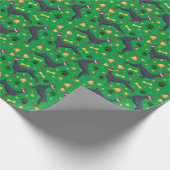 Doberman Pinscher Hund mit Weihnachtsmannmütze Wei Geschenkpapier (Ecke)