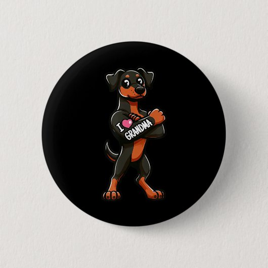 Doberman Pinscher I Liebe Oma Funny Dog Tattoo Button (Vorderseite)