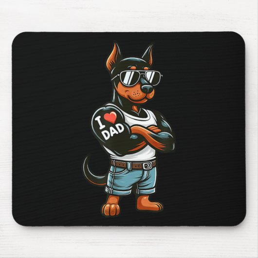 Doberman Pinscher I Liebe Vater Funny Dog Tattoo Mousepad (Vorne)