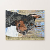 Doberman pinscher im Schnee Puzzle (Horizontal)