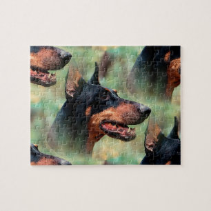 Doberman Pinscher im Wald Puzzle