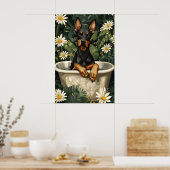 Doberman Pinscher In Bathtub Poster, Funny Dog Poster (Küche)