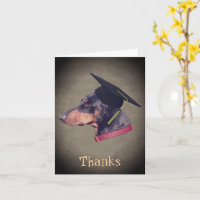 Doberman Pinscher in Graduiertenkap Danke Karte