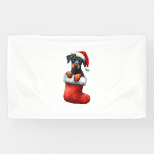 Doberman Pinscher in Sock Weihnachten Weihnachtsma Banner