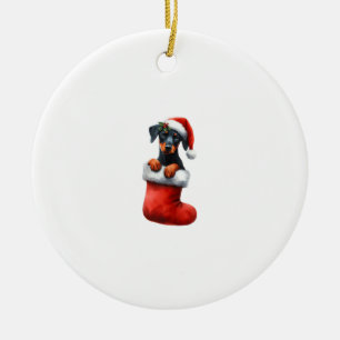 Doberman Pinscher in Sock Weihnachten Weihnachtsma Keramik Ornament