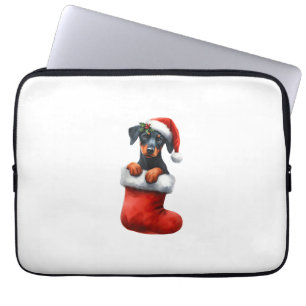 Doberman Pinscher in Sock Weihnachten Weihnachtsma Laptopschutzhülle