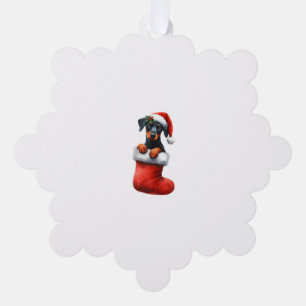 Doberman Pinscher in Sock Weihnachten Weihnachtsma Ornament Karte